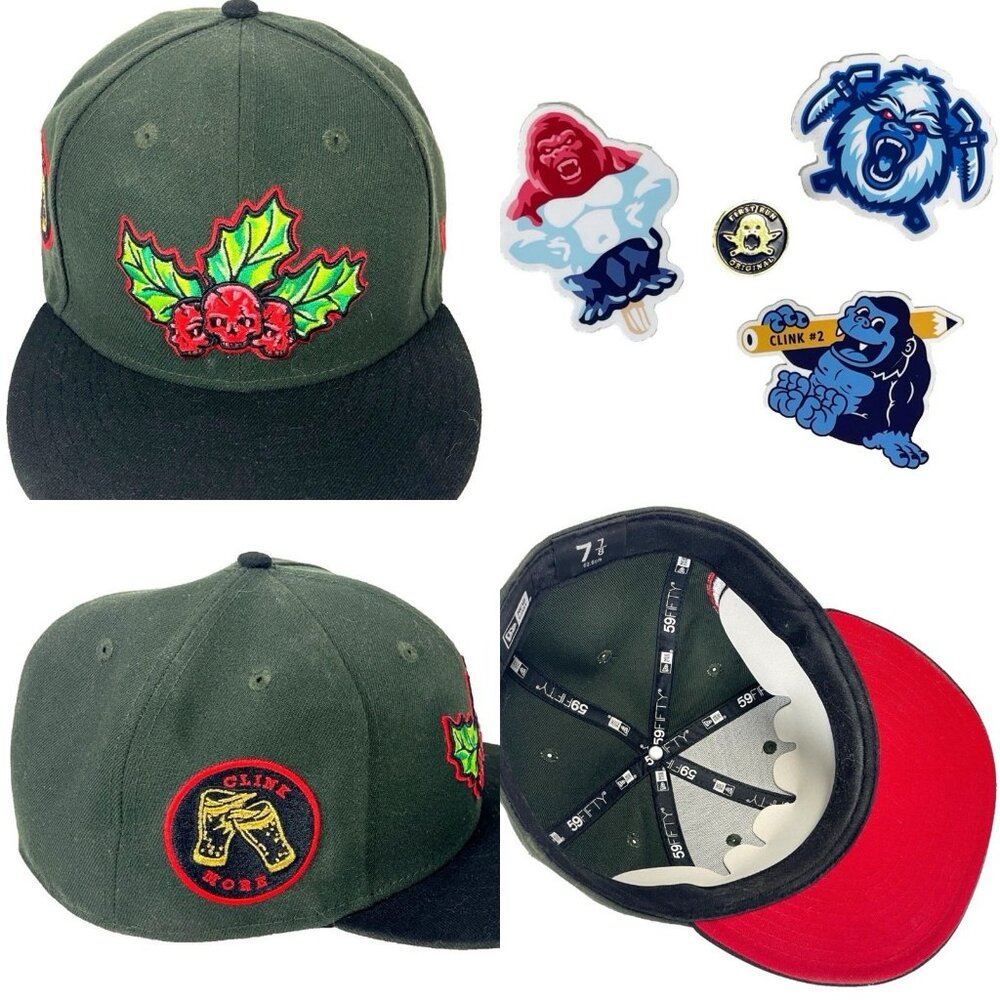 Clink Room Seasons Creepings Jolly Fitted Cap size 7+7/8 w/ Pin + Stickers OOP